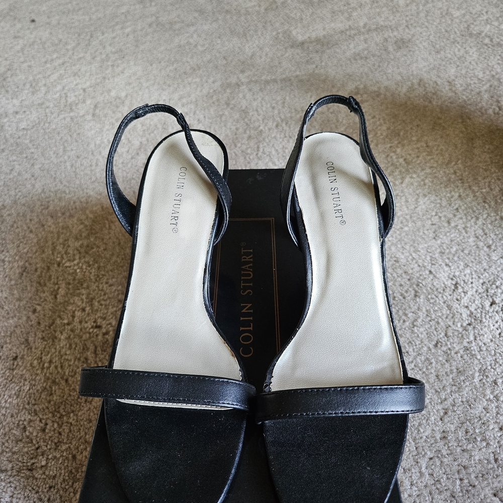 Colin Stuart Black Slingback Open-Toe Heels